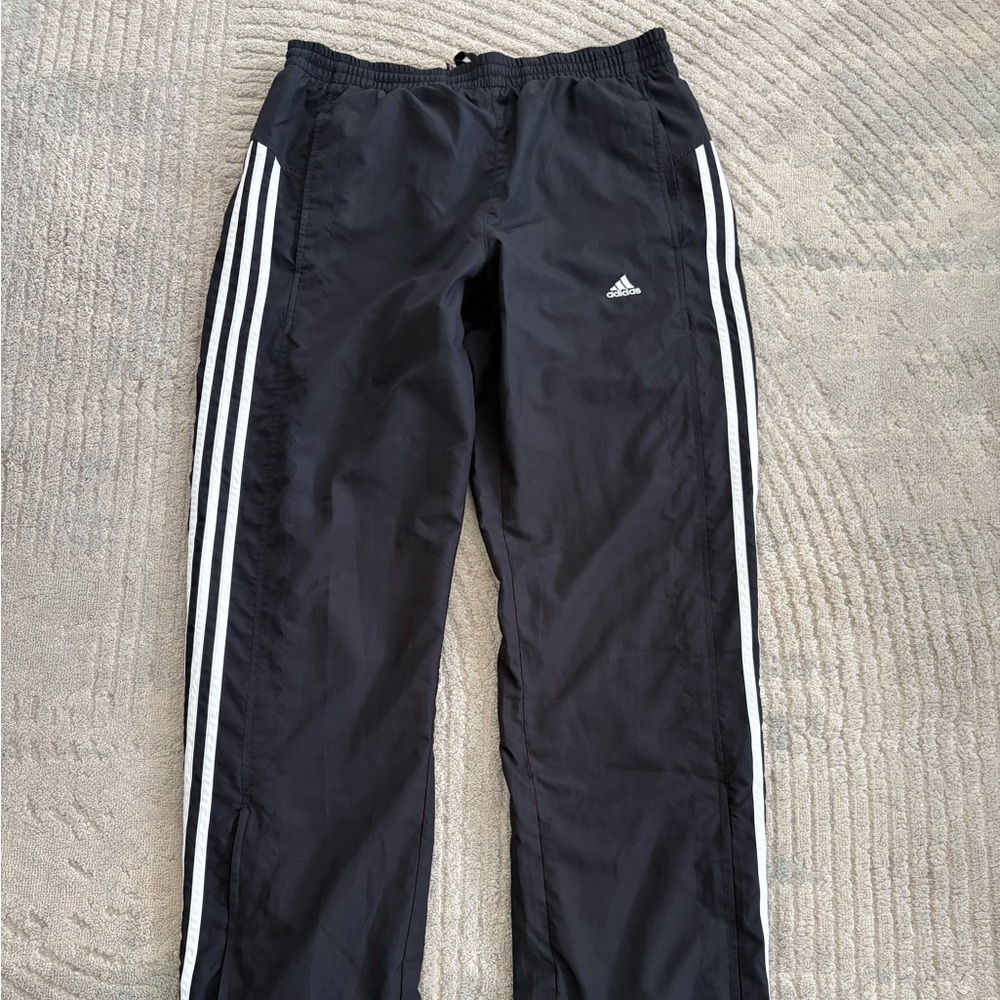 Adidas Black Joggers with White Stripes